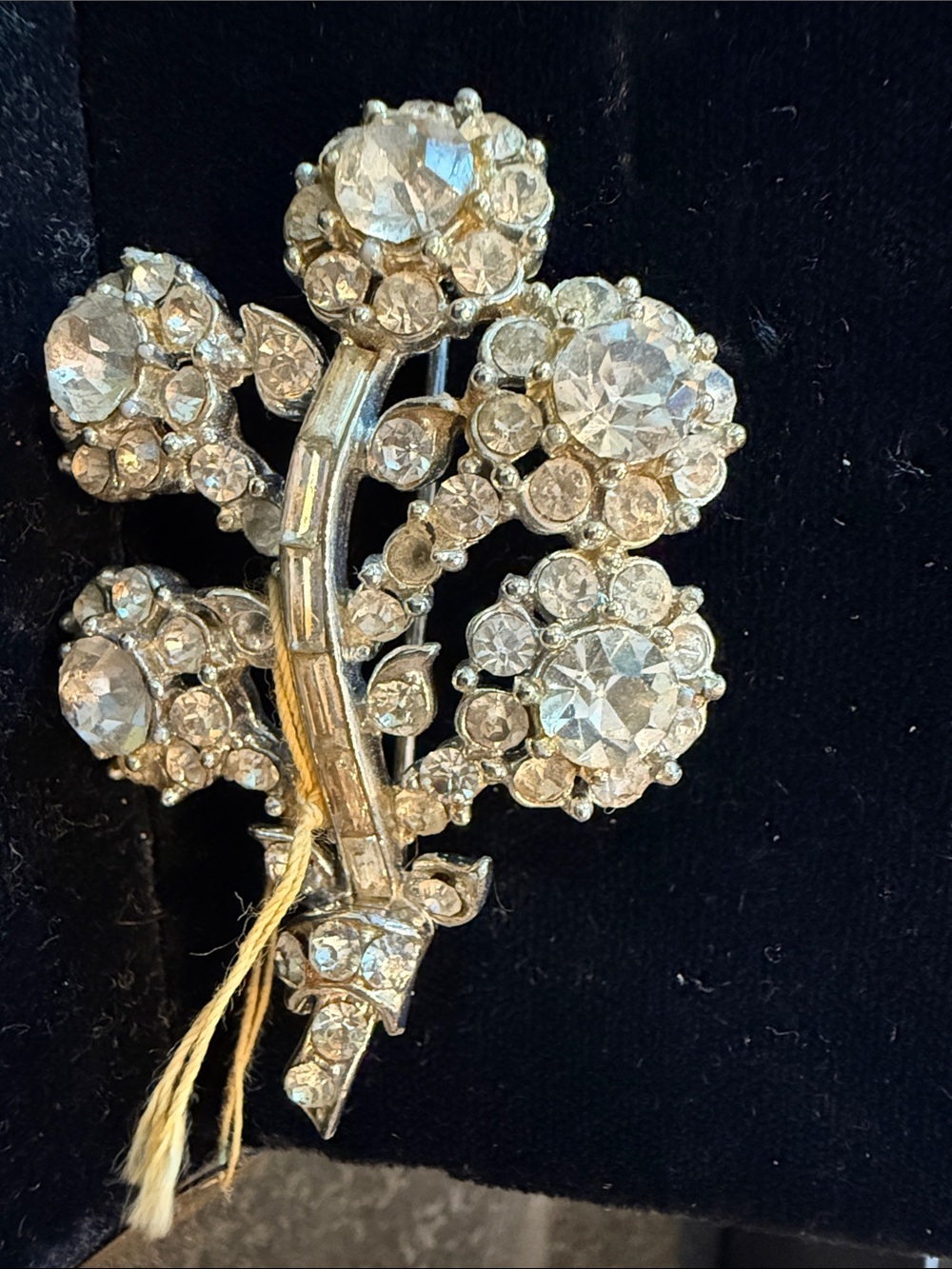 Coro Silver Clear Crystal Flower Bouquet Brooch